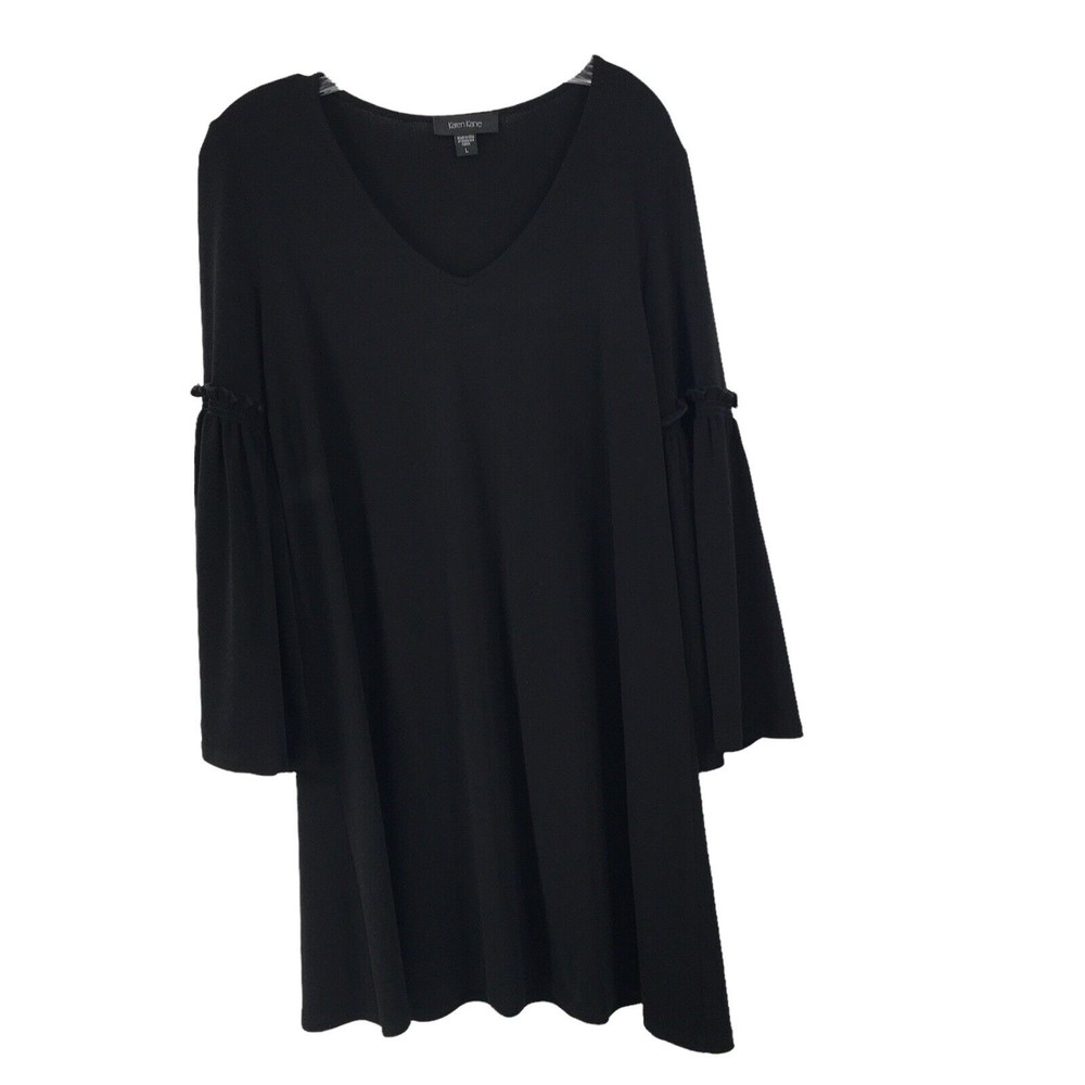 Karen Kane Womens V Neck Ruffle Long Flutter Sleeve Party Shift Dress Size Large
